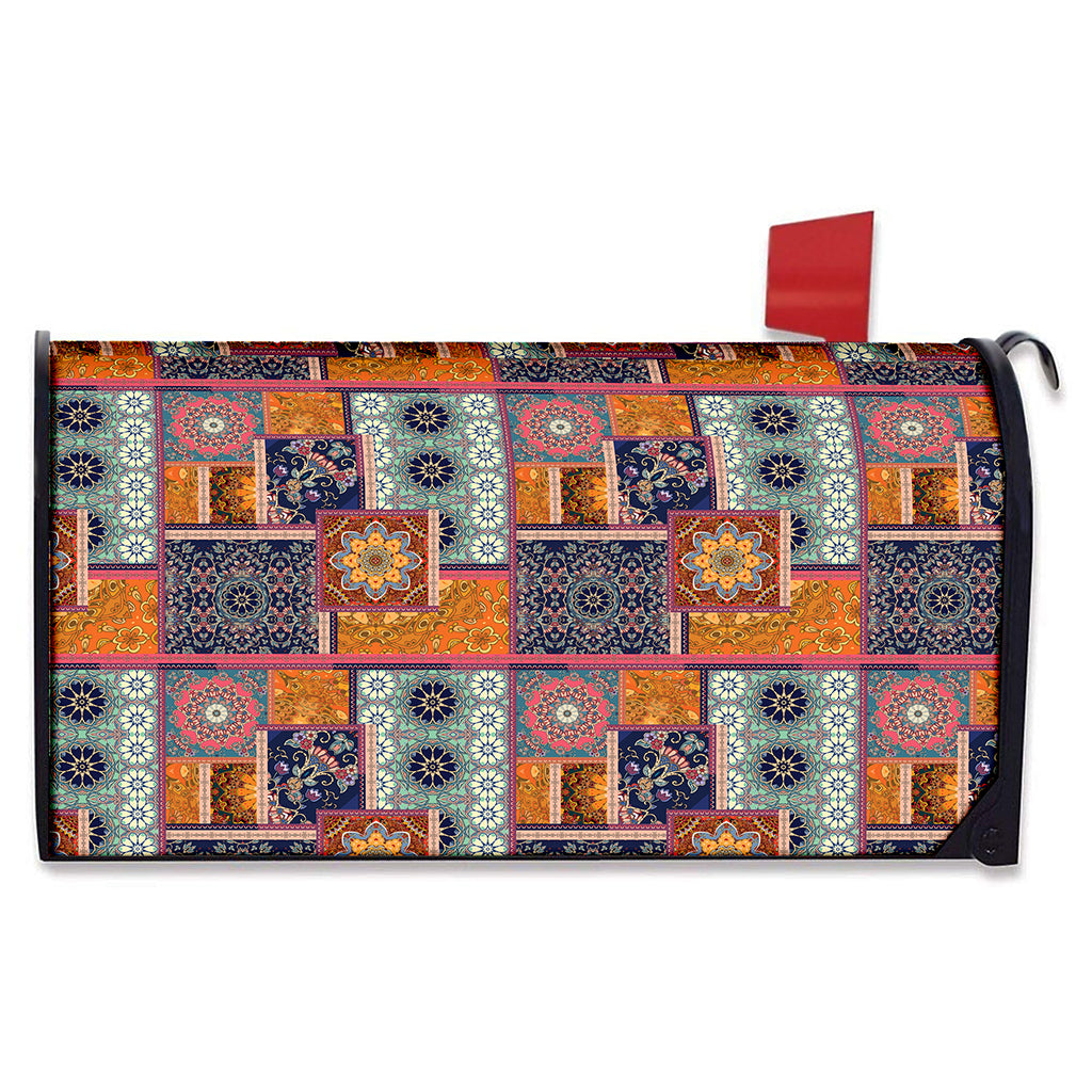 Ethnic Floral Patchwork Pattern Print Mailbox Cover