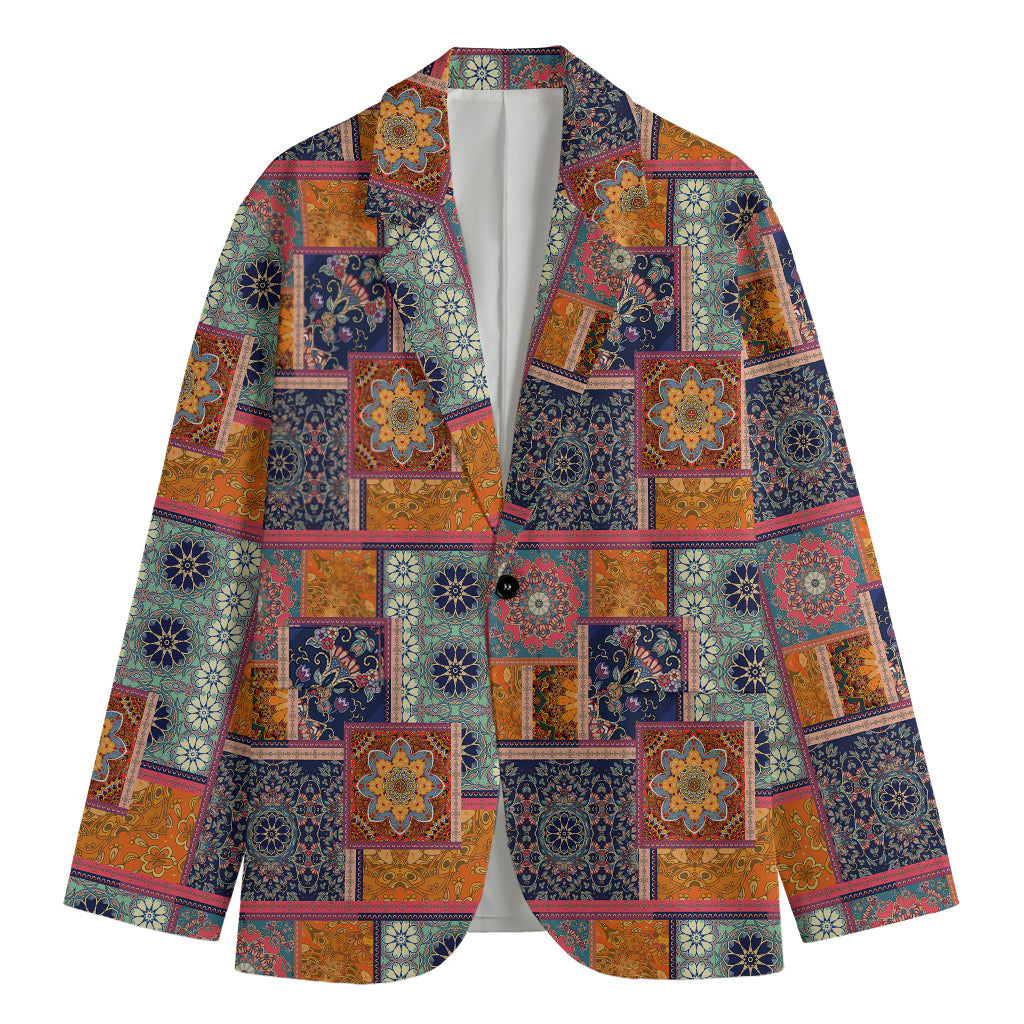 Ethnic Floral Patchwork Pattern Print Men's Blazer