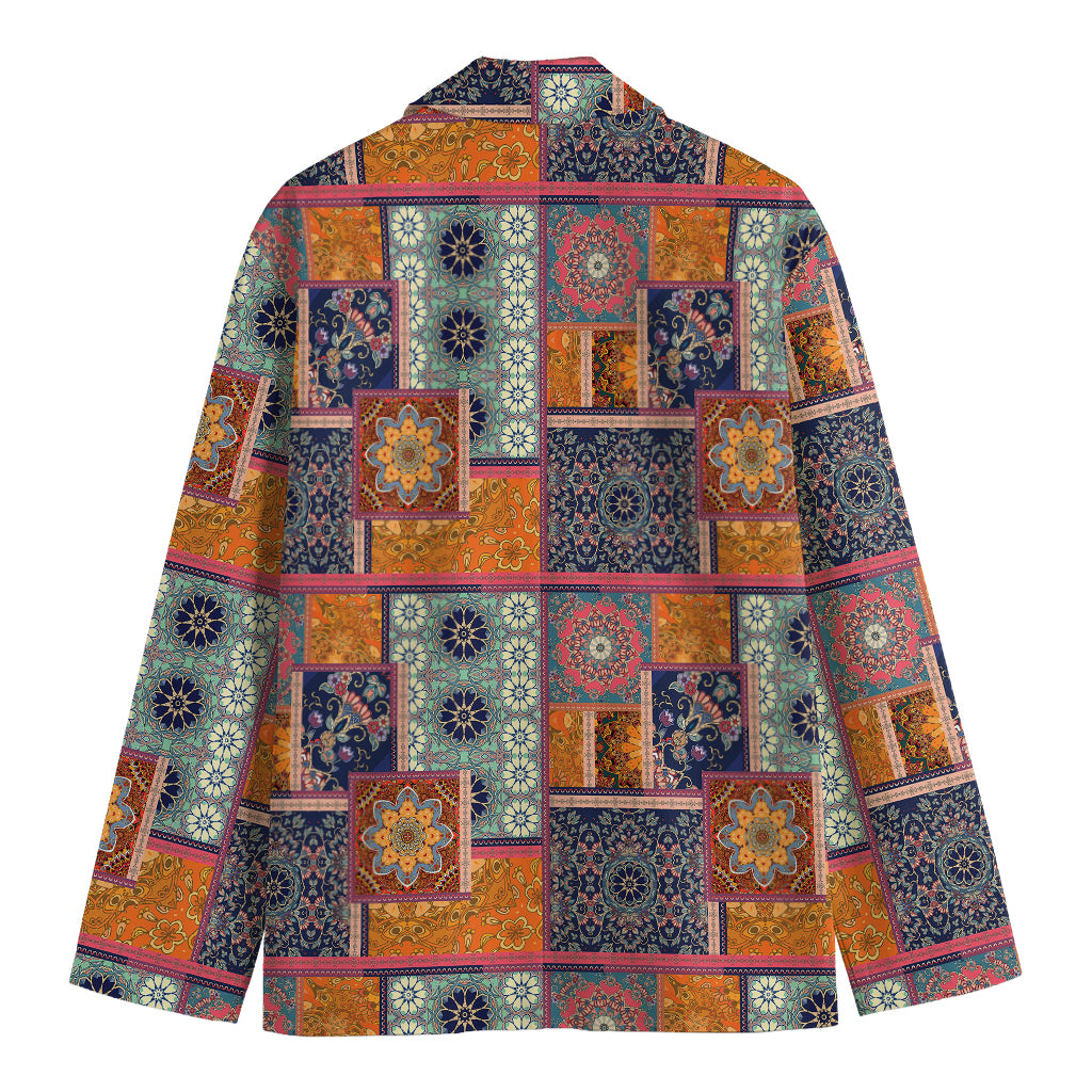 Ethnic Floral Patchwork Pattern Print Men's Blazer