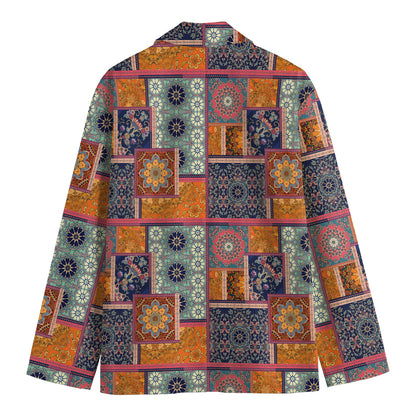 Ethnic Floral Patchwork Pattern Print Men's Blazer