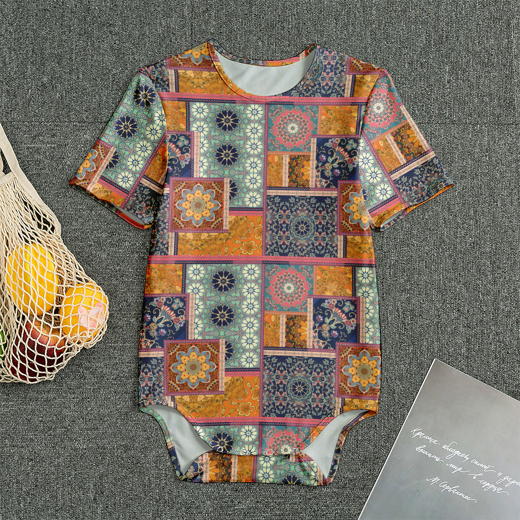 Ethnic Floral Patchwork Pattern Print Men's Bodysuit