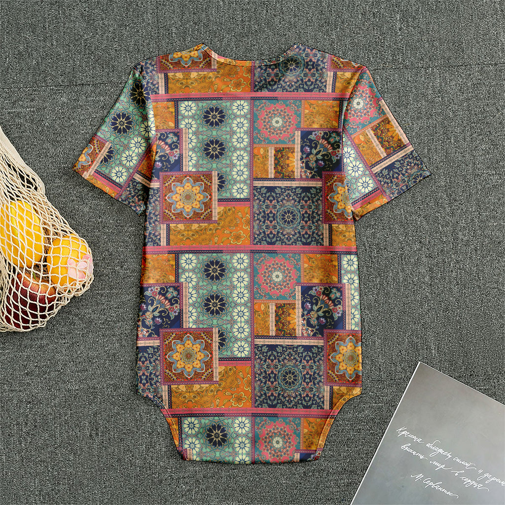 Ethnic Floral Patchwork Pattern Print Men's Bodysuit