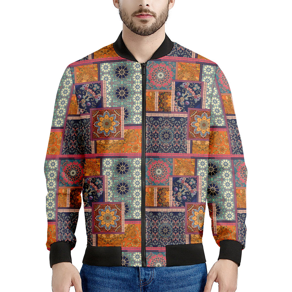 Ethnic Floral Patchwork Pattern Print Men's Bomber Jacket