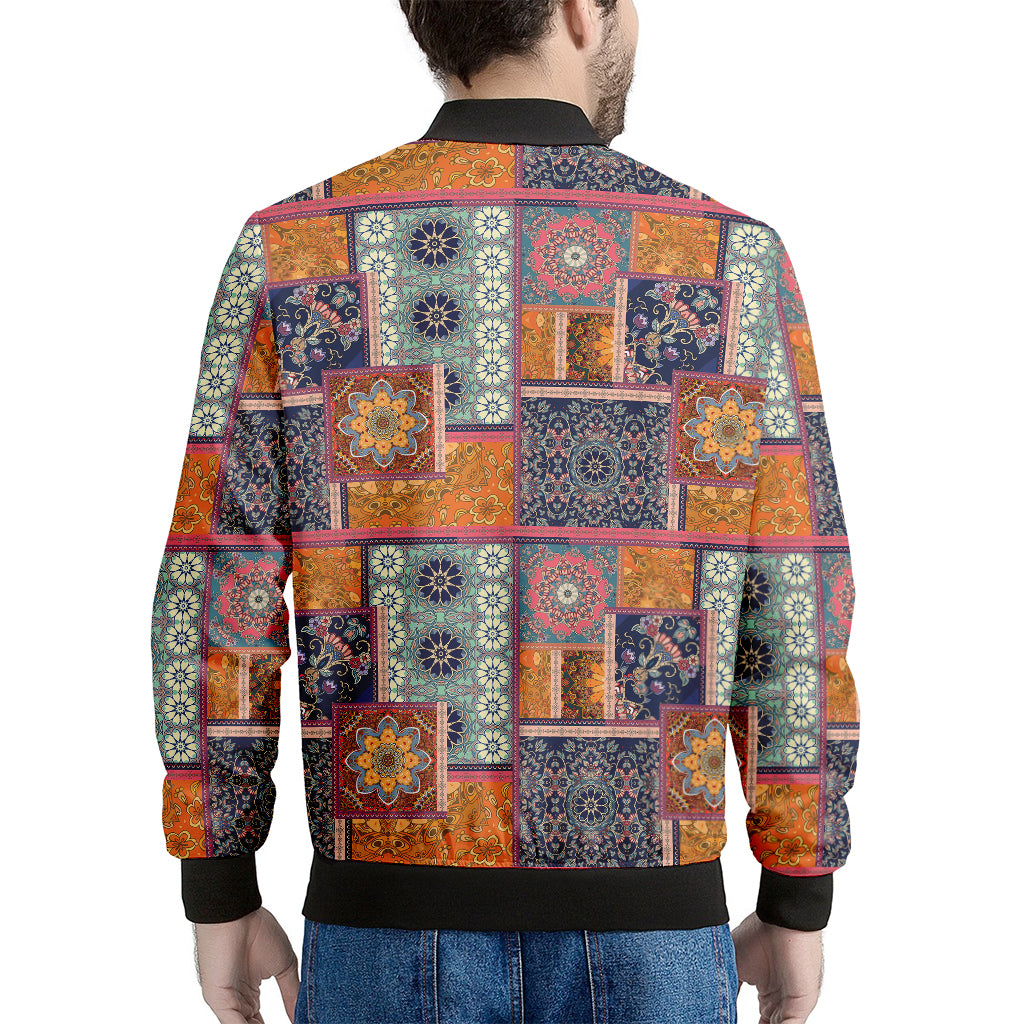 Ethnic Floral Patchwork Pattern Print Men's Bomber Jacket