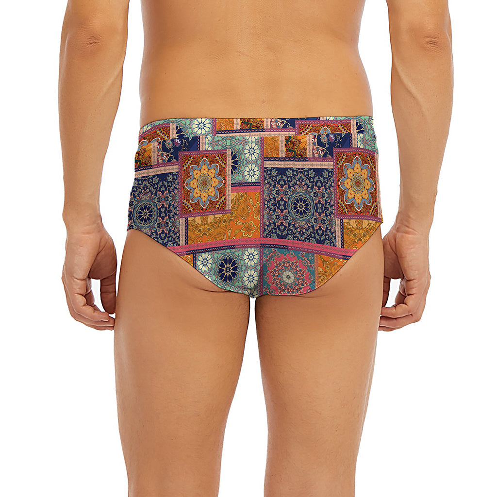 Ethnic Floral Patchwork Pattern Print Men's Briefs