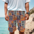 Ethnic Floral Patchwork Pattern Print Men's Cargo Shorts