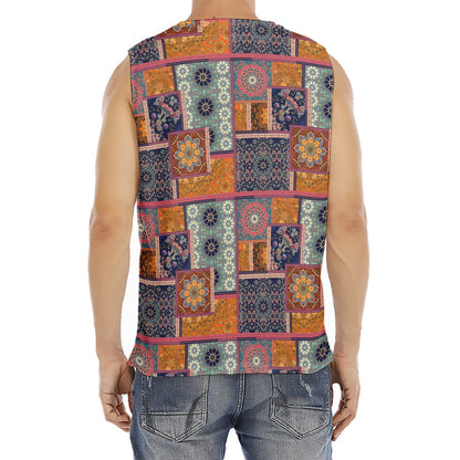 Ethnic Floral Patchwork Pattern Print Men's Fitness Tank Top