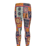 Ethnic Floral Patchwork Pattern Print Men's leggings