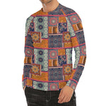 Ethnic Floral Patchwork Pattern Print Men's Long Sleeve Rash Guard