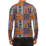 Ethnic Floral Patchwork Pattern Print Men's Long Sleeve Rash Guard