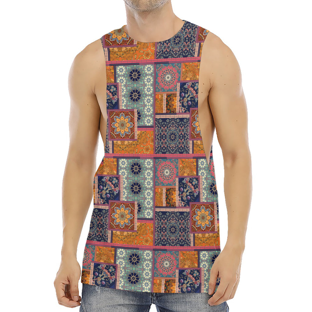 Ethnic Floral Patchwork Pattern Print Men's Muscle Tank Top