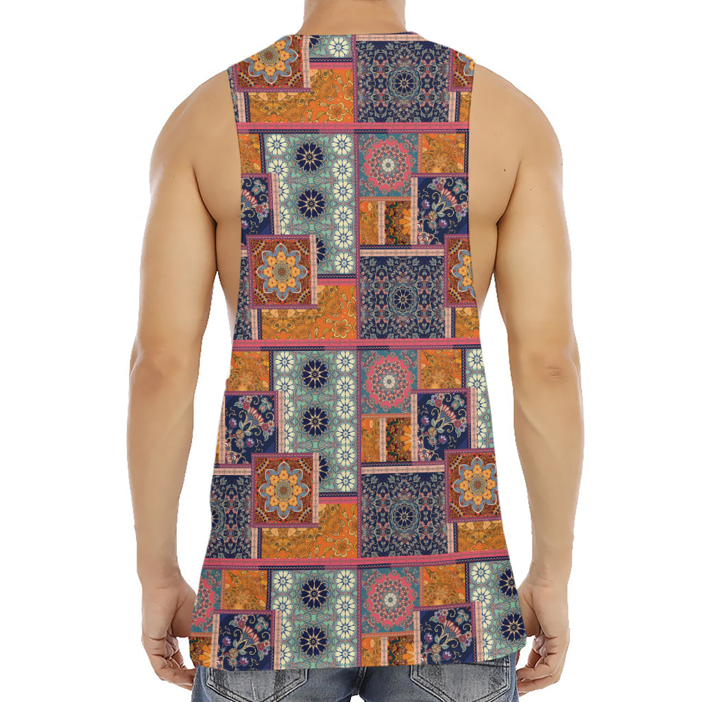 Ethnic Floral Patchwork Pattern Print Men's Muscle Tank Top