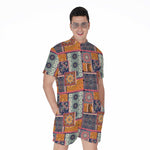 Ethnic Floral Patchwork Pattern Print Men's Rompers
