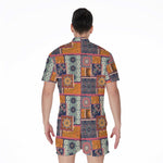 Ethnic Floral Patchwork Pattern Print Men's Rompers