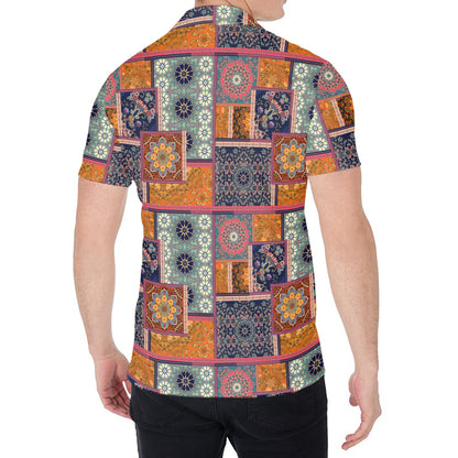 Ethnic Floral Patchwork Pattern Print Men's Shirt