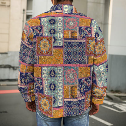 Ethnic Floral Patchwork Pattern Print Men's Shirt Jacket