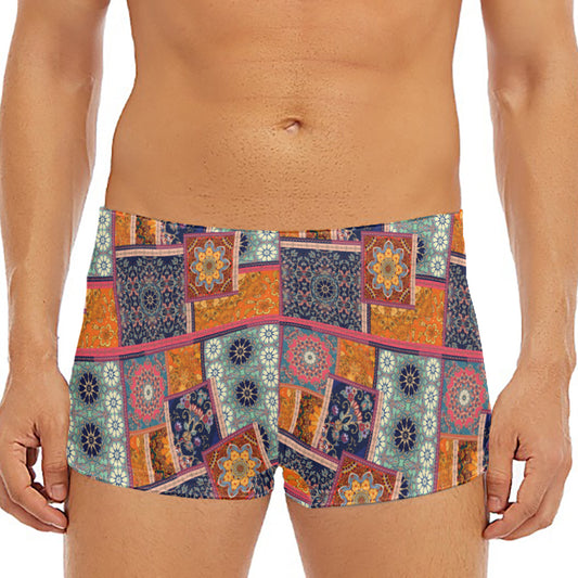 Ethnic Floral Patchwork Pattern Print Men's Short Boxer Briefs