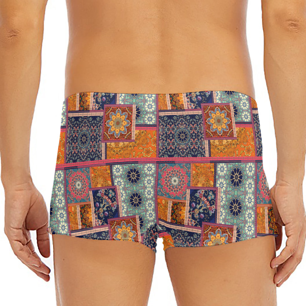 Ethnic Floral Patchwork Pattern Print Men's Short Boxer Briefs