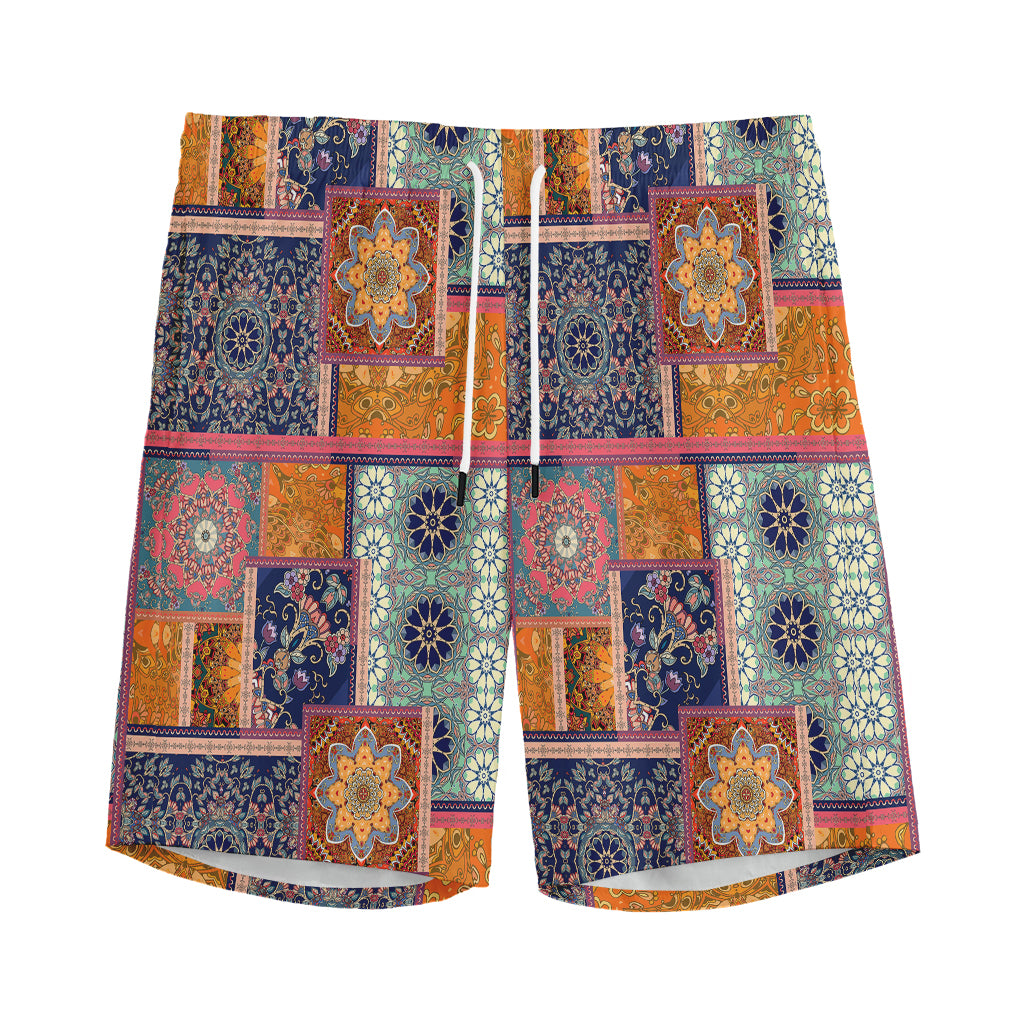 Ethnic Floral Patchwork Pattern Print Men's Sports Shorts