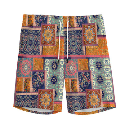 Ethnic Floral Patchwork Pattern Print Men's Sports Shorts