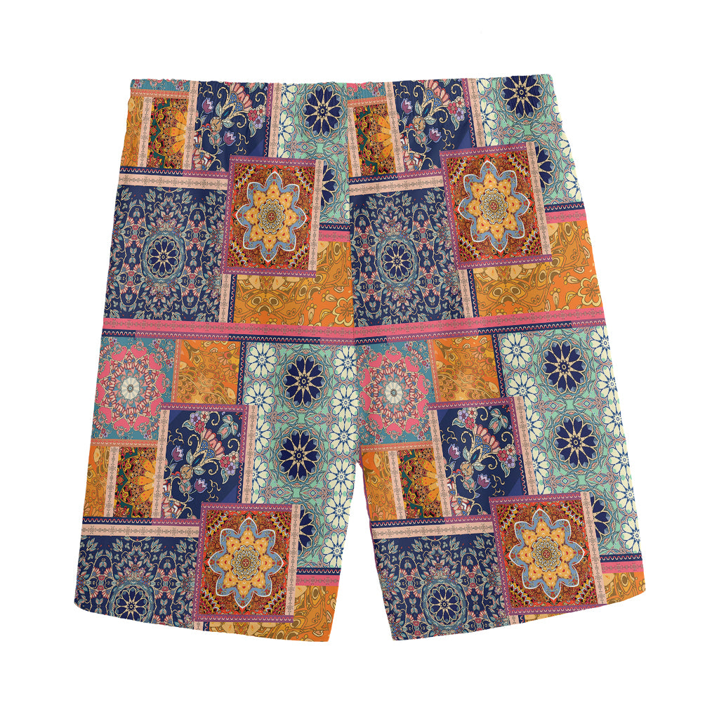 Ethnic Floral Patchwork Pattern Print Men's Sports Shorts