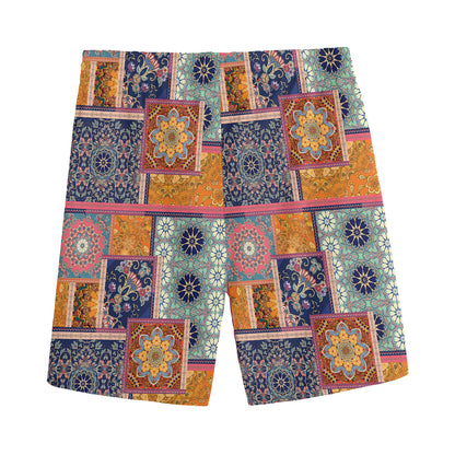Ethnic Floral Patchwork Pattern Print Men's Sports Shorts