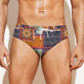 Ethnic Floral Patchwork Pattern Print Men's Swim Briefs