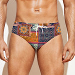 Ethnic Floral Patchwork Pattern Print Men's Swim Briefs