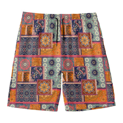 Ethnic Floral Patchwork Pattern Print Men's Swim Trunks