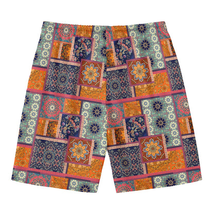 Ethnic Floral Patchwork Pattern Print Men's Swim Trunks