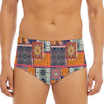 Ethnic Floral Patchwork Pattern Print Men's Triangle Swim Briefs