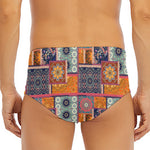 Ethnic Floral Patchwork Pattern Print Men's Triangle Swim Briefs