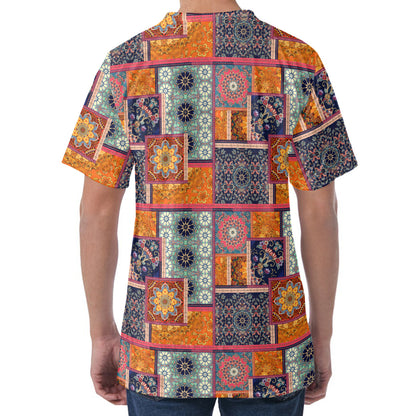 Ethnic Floral Patchwork Pattern Print Men's Velvet T-Shirt
