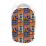 Ethnic Floral Patchwork Pattern Print Mesh Laundry Hamper