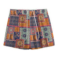 Ethnic Floral Patchwork Pattern Print Mesh Shorts