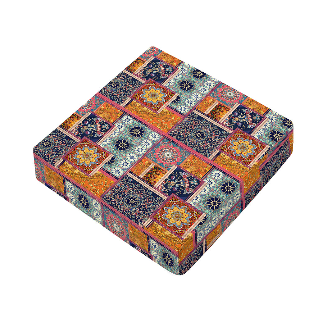 Ethnic Floral Patchwork Pattern Print Outdoor Seat Cushion Cover