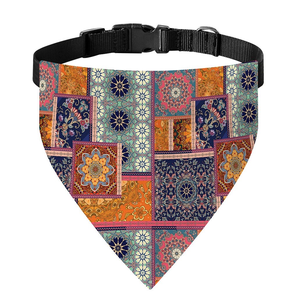 Ethnic Floral Patchwork Pattern Print Over The Collar Dog Bandana