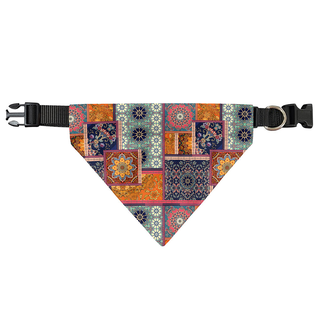 Ethnic Floral Patchwork Pattern Print Over The Collar Dog Bandana