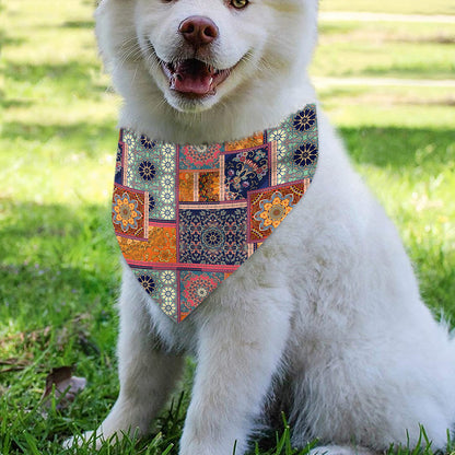 Ethnic Floral Patchwork Pattern Print Over The Collar Dog Bandana