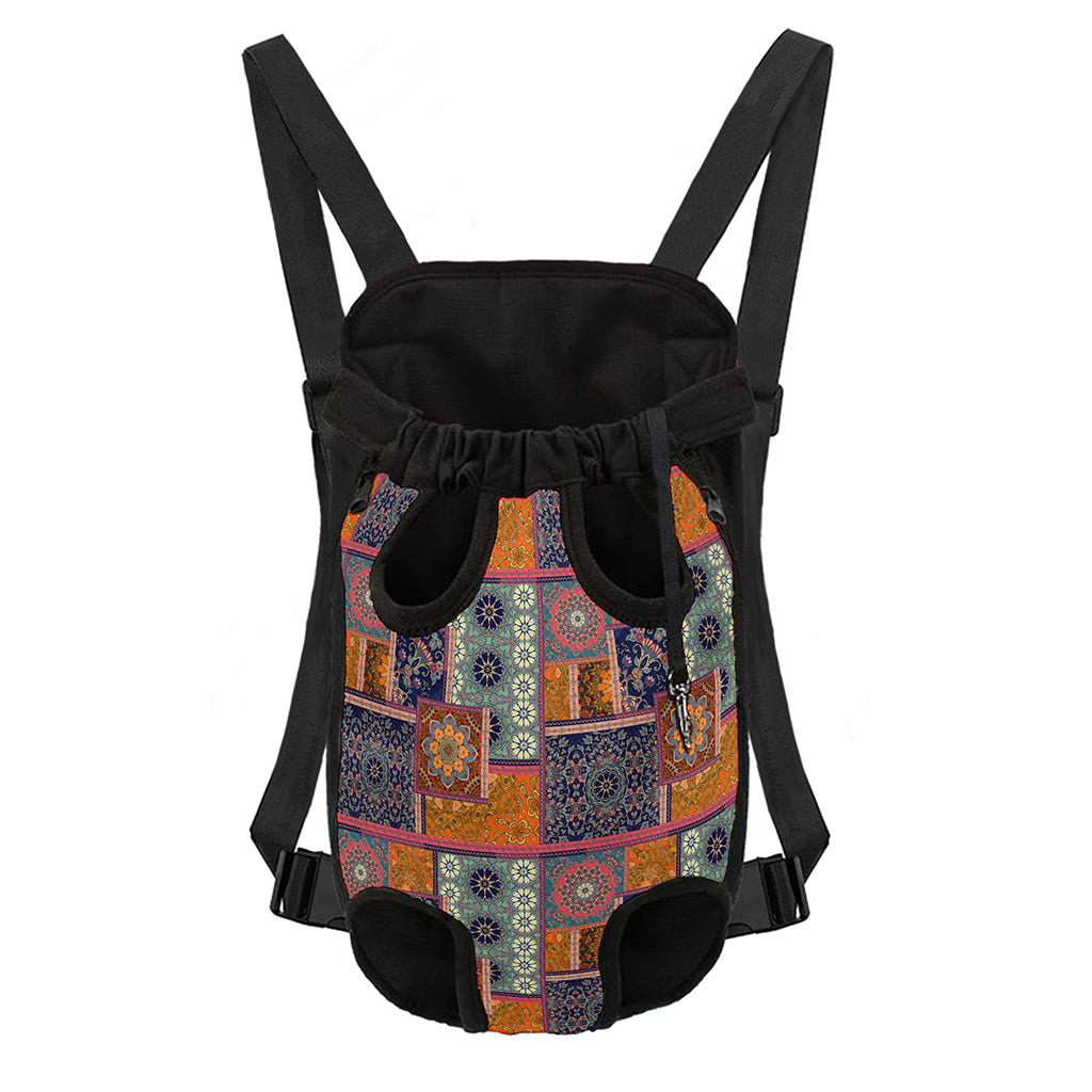 Ethnic Floral Patchwork Pattern Print Pet Carrier Backpack