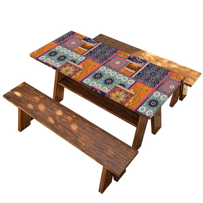Ethnic Floral Patchwork Pattern Print Picnic Table Cover