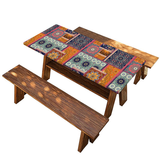 Ethnic Floral Patchwork Pattern Print Picnic Table Cover
