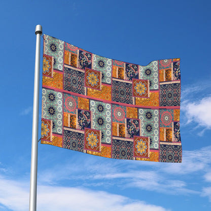 Ethnic Floral Patchwork Pattern Print Polyester Flag