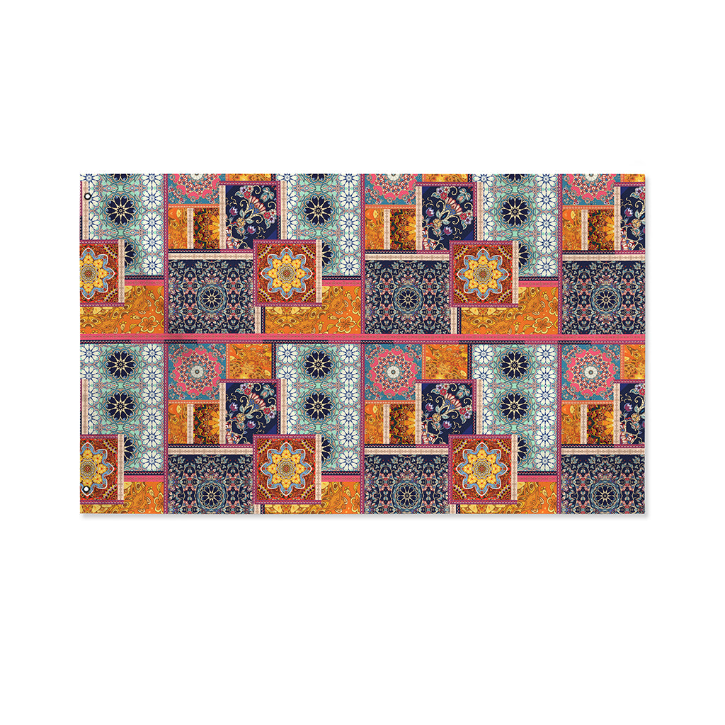 Ethnic Floral Patchwork Pattern Print Polyester Flag