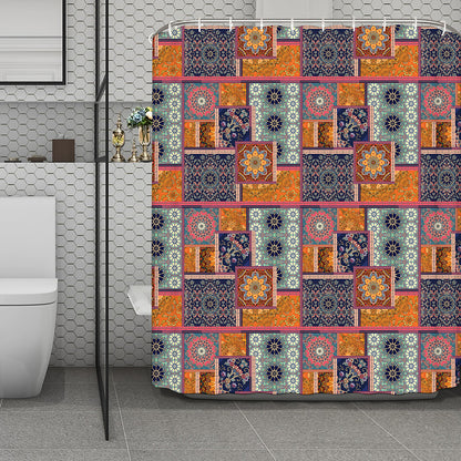 Ethnic Floral Patchwork Pattern Print Polyester Shower Curtain