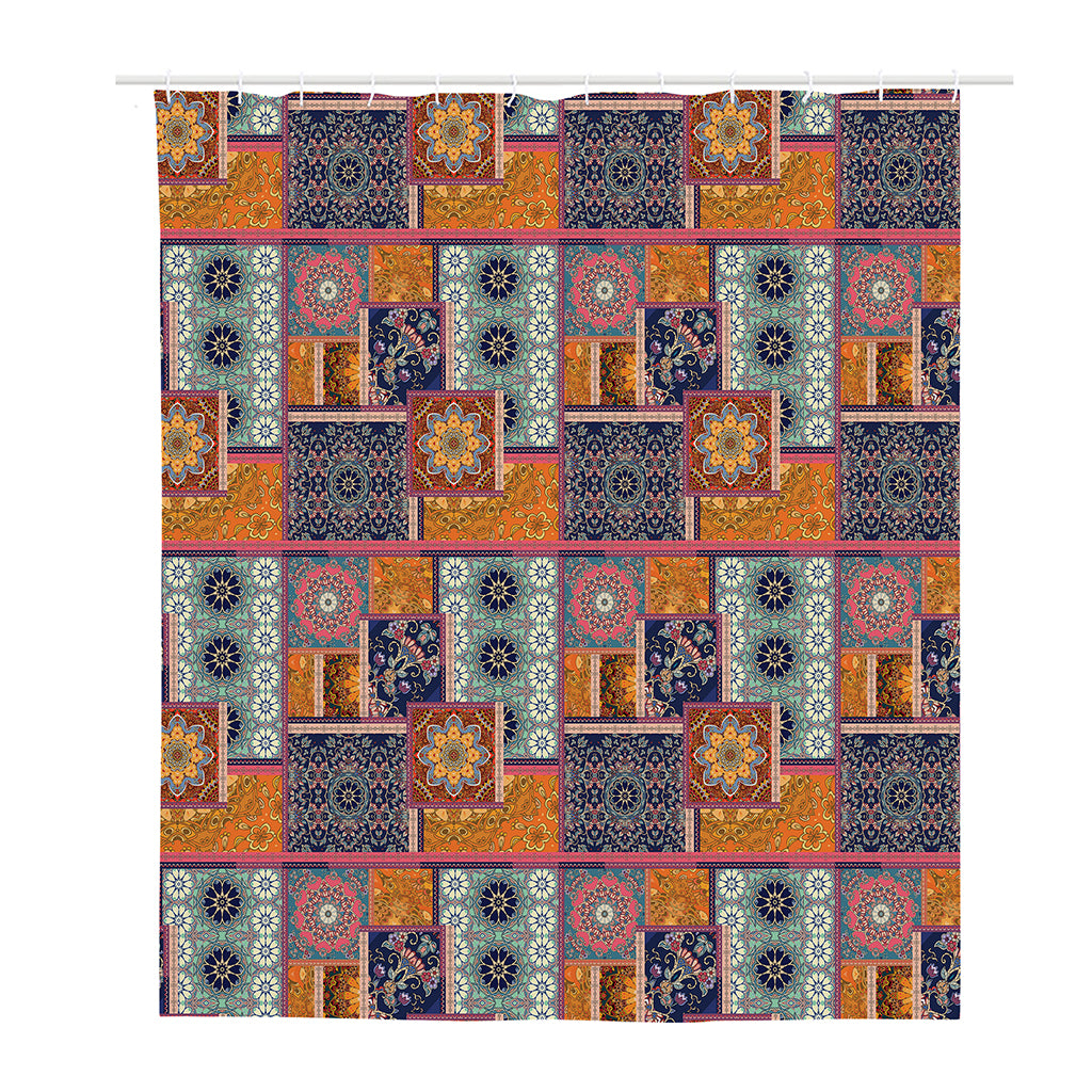 Ethnic Floral Patchwork Pattern Print Polyester Shower Curtain