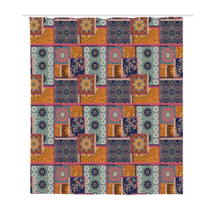 Ethnic Floral Patchwork Pattern Print Polyester Shower Curtain