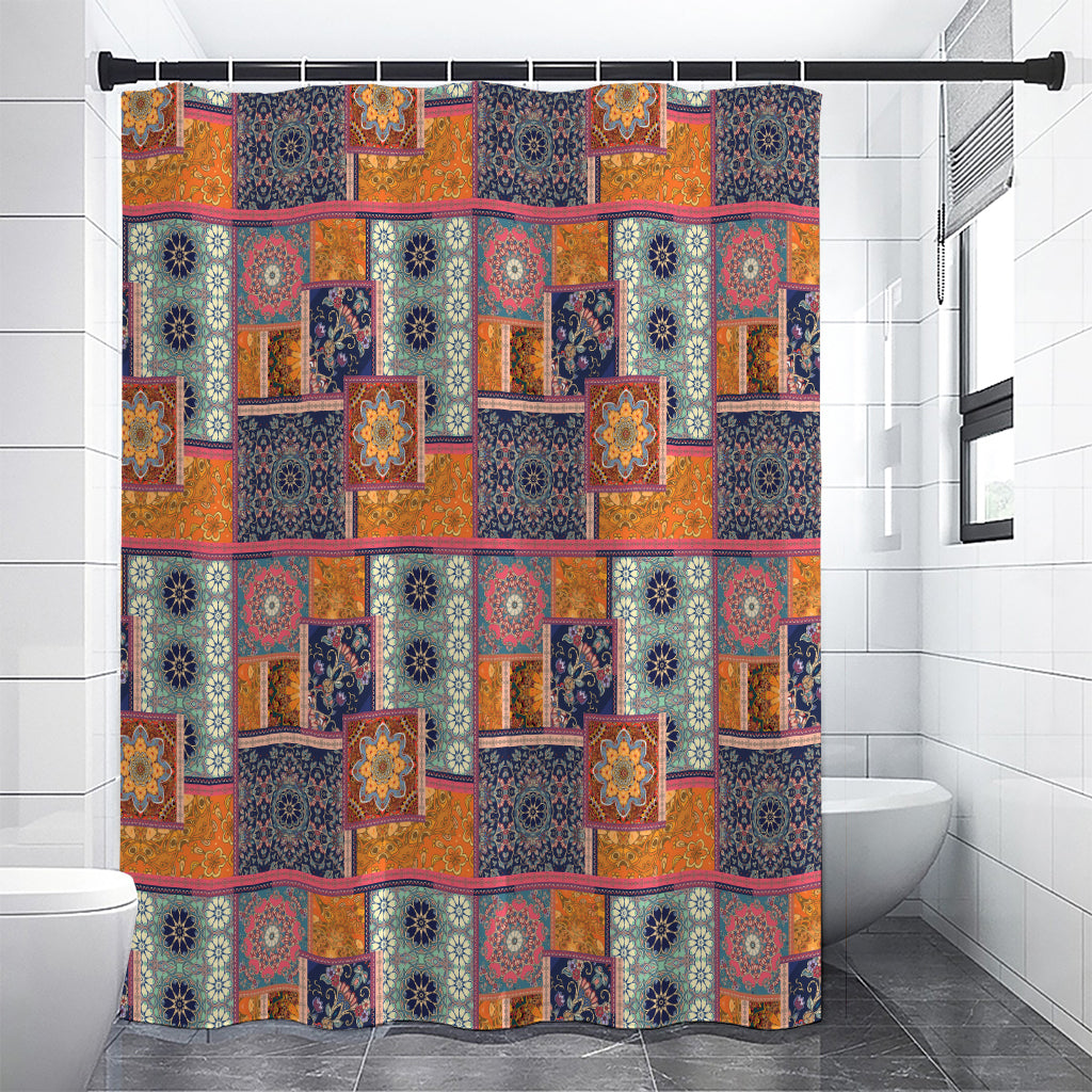 Ethnic Floral Patchwork Pattern Print Premium Shower Curtain