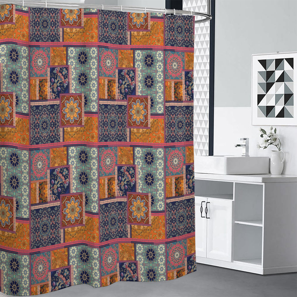 Ethnic Floral Patchwork Pattern Print Premium Shower Curtain