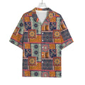 Ethnic Floral Patchwork Pattern Print Rayon Hawaiian Shirt